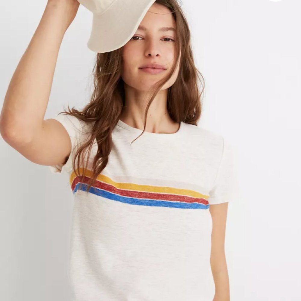 Madewell Hi-Fi Shrunken Tee in Placed Stripe